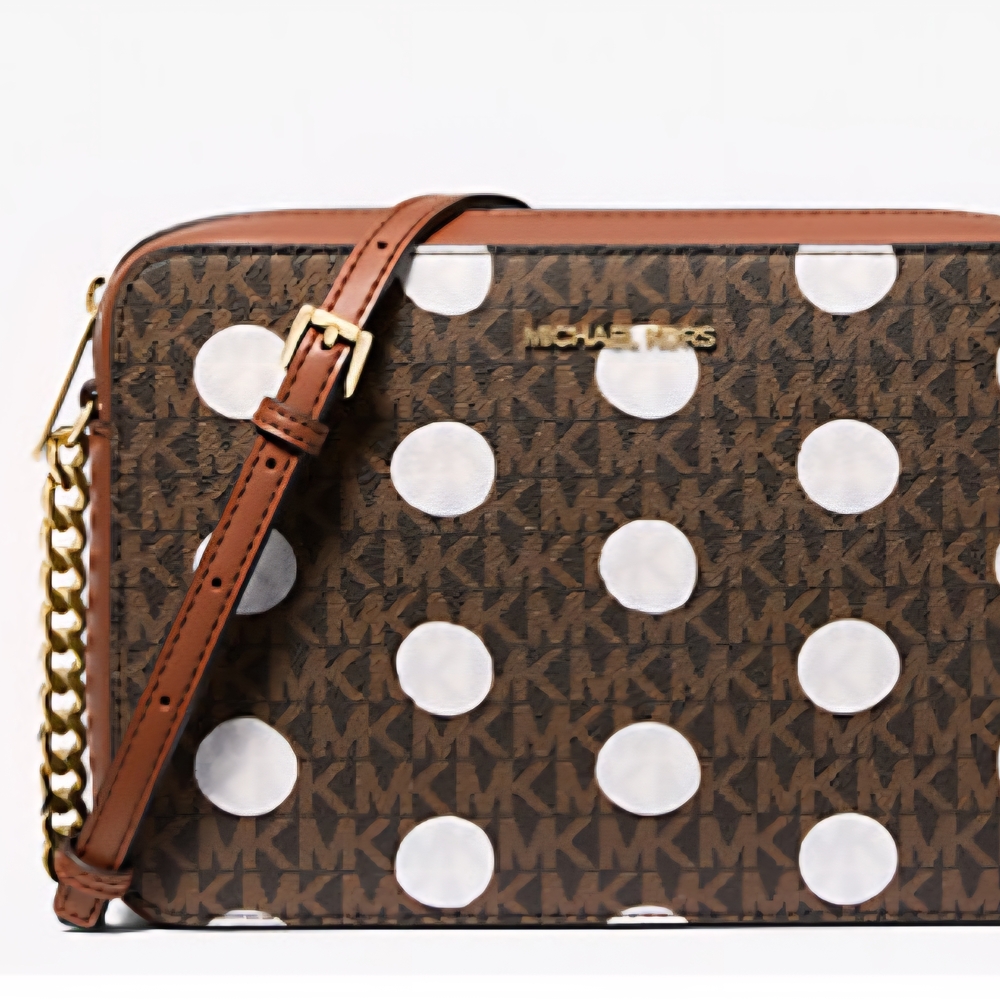 Michael Kors Brown and White Polka Dot Crossbody Bag